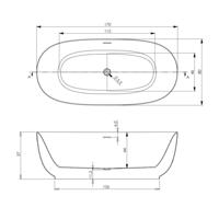 Vrijstaand Ligbad Riho Phatos Free 170x80x57 cm Incl. Pop Up Waste, Sifon en Afvoer Mat Wit - thumbnail