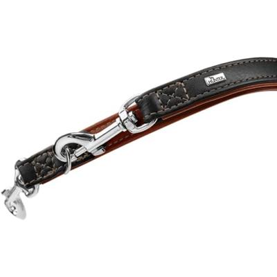 HUNTER Verstelbare hondenriem Canadian UP, kleur: zwart/cognac, zacht, soepel leer, 3-voudig verstelbaar, duurzaam, Made in Germany, maat: 20/200