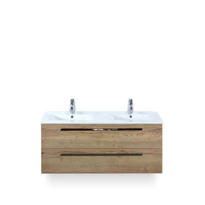 Seville Badmeubelset 120 cm - 2 laden Natuur Eiken - Wastafel Enjoy Dubbel