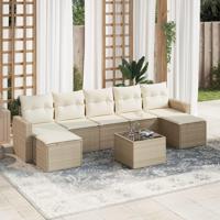 8-delige Loungeset met kussens poly rattan beige - thumbnail