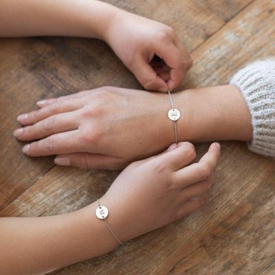Moeder dochter armbanden - Zilver - 16 & 13 cm