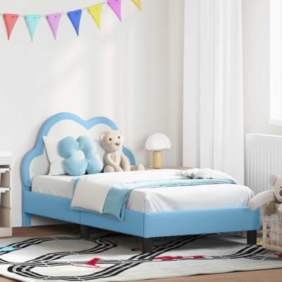Bedframe voor kinderen met hoofdbord Blauw 80 x 160 cm PU Bedframe voor kinderen met hoofdbord Blauw 80 x 160 cm PU