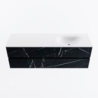 MONDIAZ VICA 150cm badmeubel onderkast Marquina 2 lades. Wastafel MOON rechts zonder kraangat, kleur Talc. - thumbnail