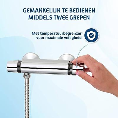 Saqu Ecoline douche thermostaatkraan 12cm chroom - thumbnail