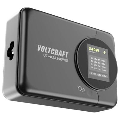 VOLTCRAFT UC-4C1A240W01 USB-oplader 240 W 4x USB-C, 1x USB-A USB PD 3.0 Zwart GaN, USB Power Delivery (USB-PD), Snellader VOLTCRAFT UC-4C1A240W01 USB-oplader 240 W 4x USB-C, 1x USB-A USB PD 3.0 Zwart GaN, USB Power Delivery (USB-PD), Snellader