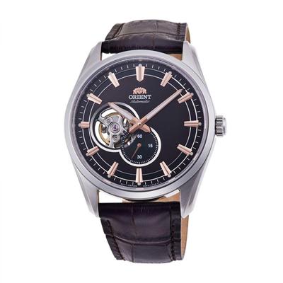 Orient Small semi skeleton leer - Herenhorloge