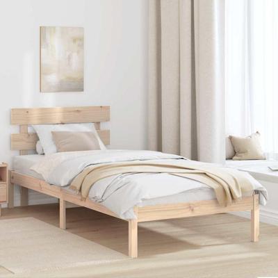 Bedframe met hoofdeinde Bruin 75 x 190 cm Massief grenenhout