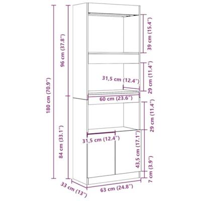 Hoge kast 63x33x180 cm bewerkt hout gerookt eikenkleurig