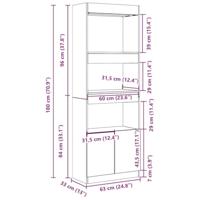 Hoge kast 63x33x180 cm bewerkt hout gerookt eikenkleurig - thumbnail