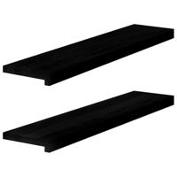 VidaXL Vensterbanken 2 st 90x20x2 cm massief eikenhout donkerbruin - thumbnail