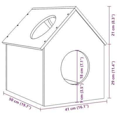 Kattenhuis 41x50x50 cm massief grenenhout wit