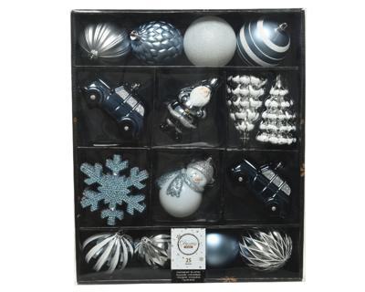 kerstbal plc l9b33h40cm blauw 25st - Decoris