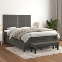 Boxspring met matras fluweel donkergrijs 140x190 cm - thumbnail
