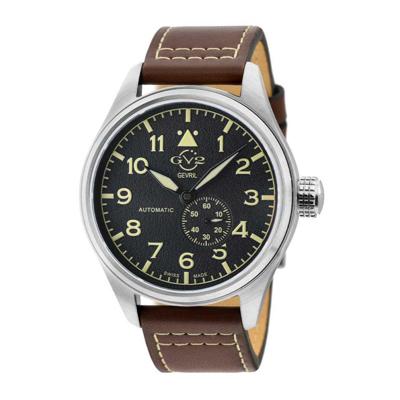 Gevril GV2 Men's Aeuronautica Black Dial Brown Calfskin Leather Watch 18001 Heren Horloge Gevril GV2 Men's Aeuronautica Black Dial Brown Calfskin Leather Watch 18001 Heren Horloge