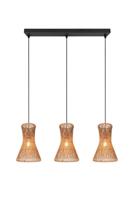 Trio 3-lichts hanglampBijou zwart met rotan - R31833026 - thumbnail