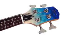 Flight Rock Series Mini Bass Ukulele Transparent Blue solid body elektrische bas-ukelele met deluxe gigbag - thumbnail