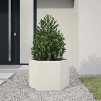 VidaXL Plantenbak zeshoek 69x60x45 cm staal wit - thumbnail