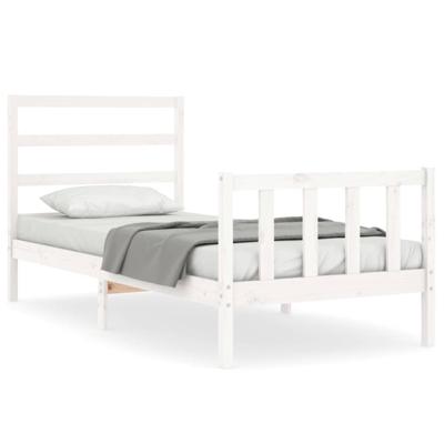 Bedframe zonder matras massief grenenhout wit 90x200 cm