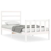 Bedframe zonder matras massief grenenhout wit 90x200 cm - thumbnail