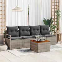 Tuinbankenset met opslag 5 pcs Grijs poly rattan - thumbnail