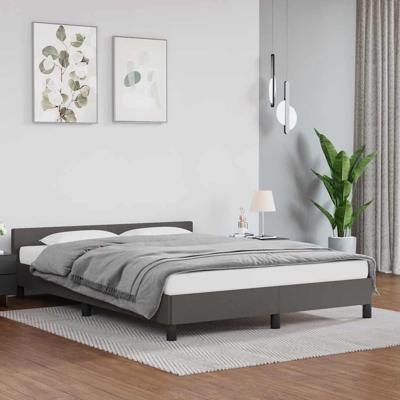 Bedframe met hoofdbord kunstleer grijs 140x190 cm Bedframe met hoofdbord kunstleer grijs 140x190 cm