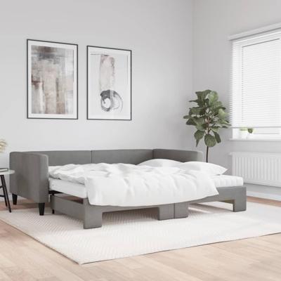Slaapbank onderschuifbed matrassen 100x200 cm stof donkergroen