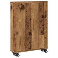 Opbergtrolley smal 48x13x68 cm bewerkt hout oud houtkleurig - thumbnail