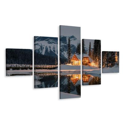 Schilderij - Prachtig meer in Canada, Winterlandschap, Premium Print