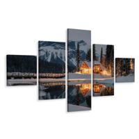 Schilderij - Prachtig meer in Canada, Winterlandschap, Premium Print - thumbnail