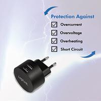 LogiLink Ladegerät USB-oplader 10.5 W 2x USB-A Zwart Binnen - thumbnail