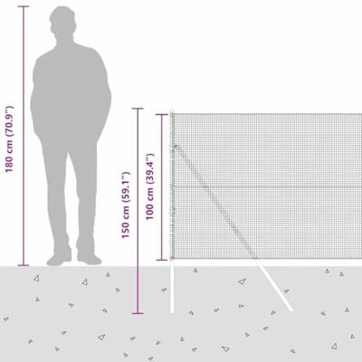 VidaXL Afrasteringspaal grijs 10 x 1 m (16 x 16 mm gaas) staal