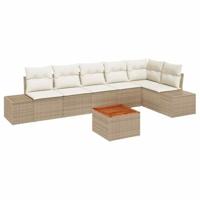 Tuinbankenset met opslag 7 pcs Beige en Crème poly rattan - thumbnail
