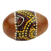 Handgeverfd Maracas Ei / Sambabal Geel-Bruin M - thumbnail