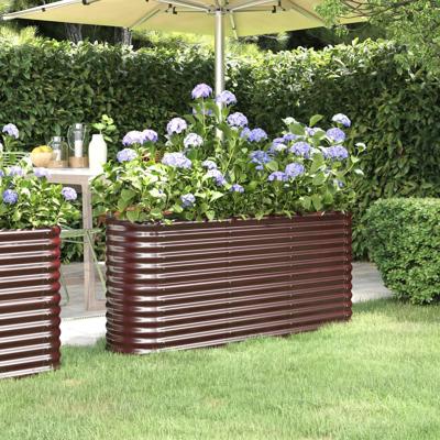 VidaXL Plantenbak 152x40x68 cm gepoedercoat staal bruin