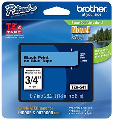Brother Printlintcassette TZE-541 blauw/zwart 18 mm - thumbnail
