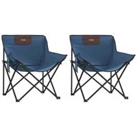 Campingstoelen 2 st met vakje inklapbaar blauw - thumbnail