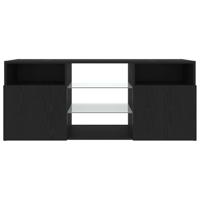 Tv-meubel met LED 120x30x50 cm bewerkt hout zwart eiken - thumbnail