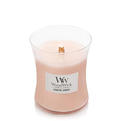 WoodWick Geurkaars Medium Coastal Sunset - 11 cm / ø 10 cm - Geurkaars in Glas - Houten Lont