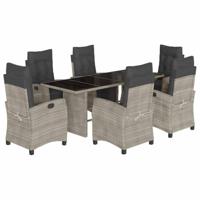 7-delige Tuinset met kussens poly rattan grijs - thumbnail