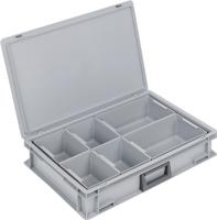 Lockweiler Kunststof koffer | L600xB400xH133 mm PP 1 greep | 6 inzetbakken+schuifsluiting | grijs 24 l | 1 stuk - BL-139224110118-3 BL-139224110118-3 - thumbnail