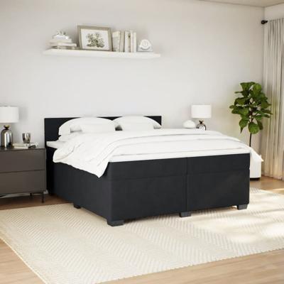 Boxspring met matras fluweel zwart 160x200 cm