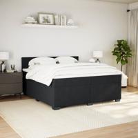 Boxspring met matras fluweel zwart 160x200 cm - thumbnail