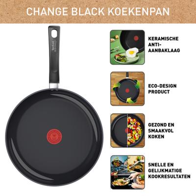 Tefal C47602 Koekenpan 20cm Change Black Pan Zwart - thumbnail