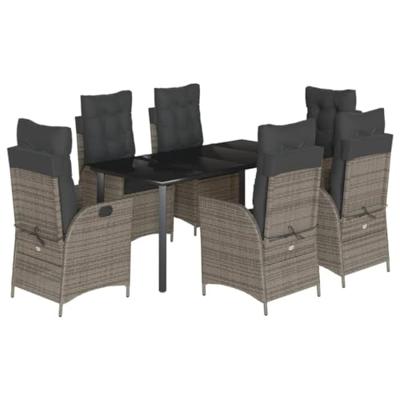 7-delige Tuinset met kussens poly rattan grijs 7-delige Tuinset met kussens poly rattan grijs