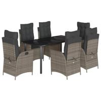 7-delige Tuinset met kussens poly rattan grijs - thumbnail