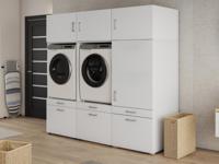 Kast WASHING 2 machines naast elkaar met kast 1 deur 2 lades LARGE wit - thumbnail
