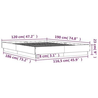 Bedframe met LED-verlichting gerookt eikenkleurig 120x190 cm