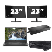 Dell Vostro 3400 - Intel Core i5-11e Generatie - 14 inch - 8GB RAM - 256GB SSD - Windows 11 Home + 2x 23 inch Monitor - thumbnail