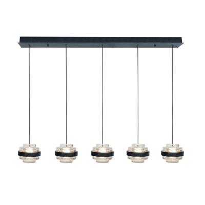 Highlight HanglampDynasty zwart recht 5-lichts met helder glas - H5507.20