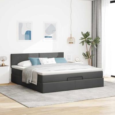 Ottoman bed met matras 160x200cm stof donkergrijs